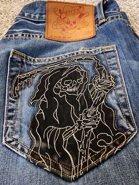 VTG🔥Ed Hardy Lot 2009 Baggy Jeans 36 Y2K Skater Distressed Retro Streetwear